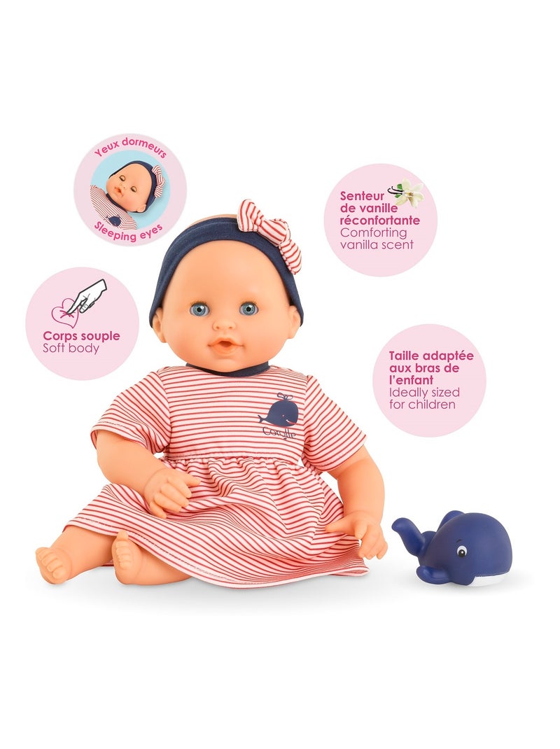 Poupon Bébé Bain Calypso - Baleine Rouge - Kiabi
