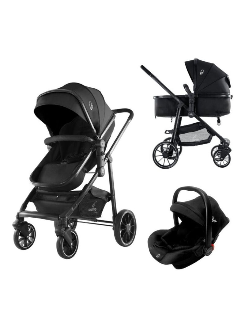 Pousette Trio 3 en 1 convertible Poussette, Nacelle, Siège auto 0 + - Dubai 2 Noir - Kiabi