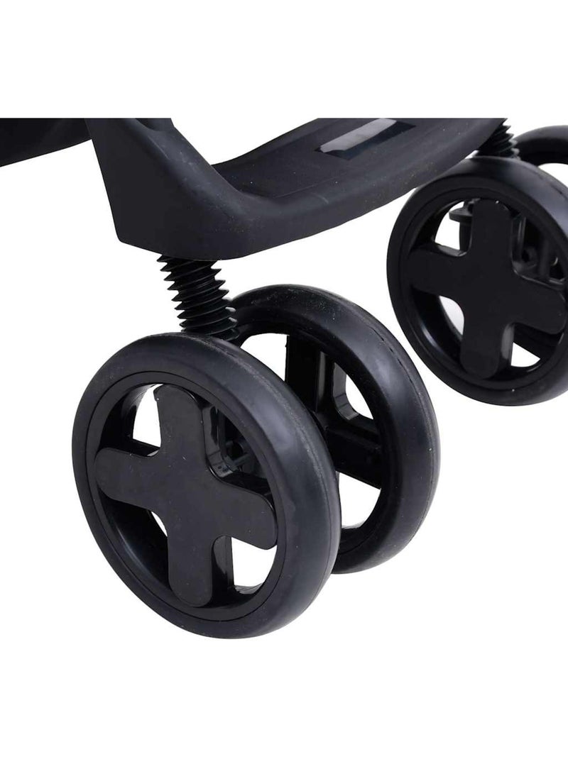 Poussette 2 en 1 avec nacelle cadre acier et toile - vidaxl Gris Noir - Kiabi