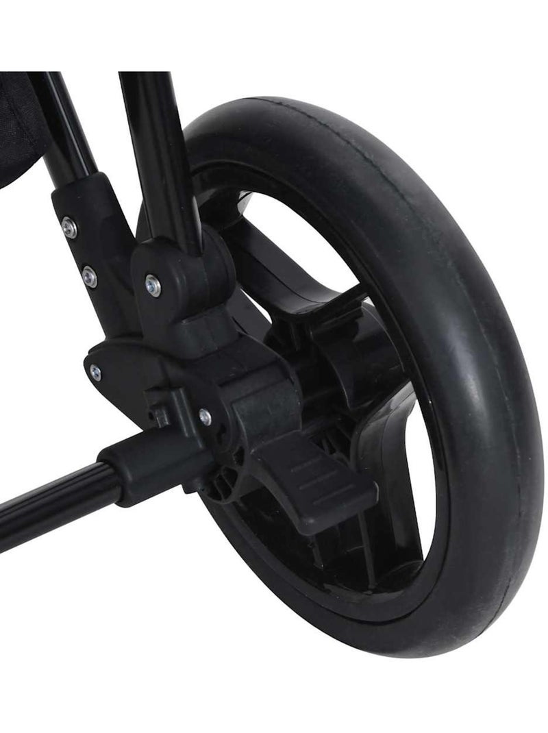 Poussette 2 en 1 avec nacelle et assise cadre acier et toile - vidaxl Noir Gris anthracite - Kiabi
