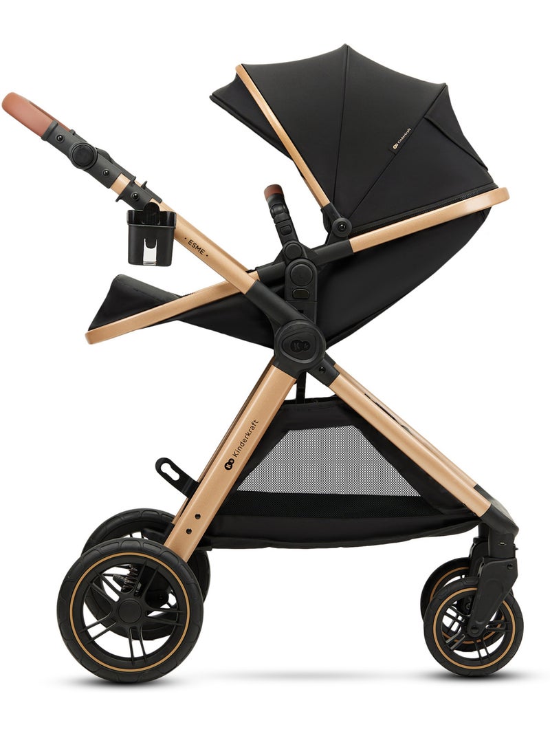 Poussette 2 en 1 Kinderkraft ESME, nacelle convertible, roues TPE, suspension intégrale Noir - Kiabi