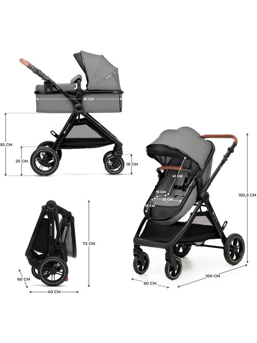 Poussette 2 en 1 Kinderkraft ESME, nacelle convertible, roues TPE, suspension intégrale - Kiabi Poussette 2 en 1 Kinderkraft ESME, nacelle convertible, roues TPE, suspension intégrale - Kiabi