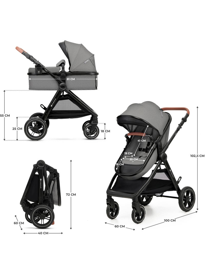 Poussette 2 en 1 Kinderkraft ESME, nacelle convertible, roues TPE, suspension intégrale Noir - Kiabi