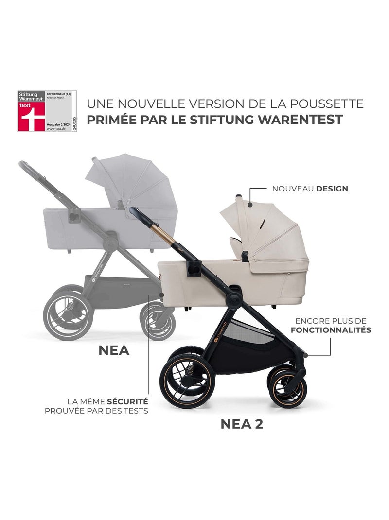 Poussette 2 en 1 Kinderkraft NEA 2 avec Nacelle, Siège Réversible, Roues Amorties et UPF50+ Beige - Kiabi