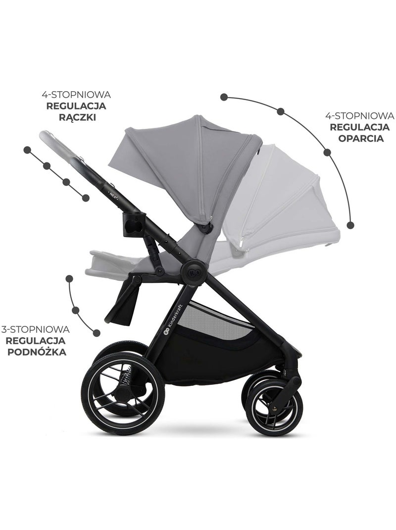 Poussette 2 en 1 Kinderkraft NEA 2 avec Nacelle, Siège Réversible, Roues Amorties et UPF50+ Gris clair - Kiabi