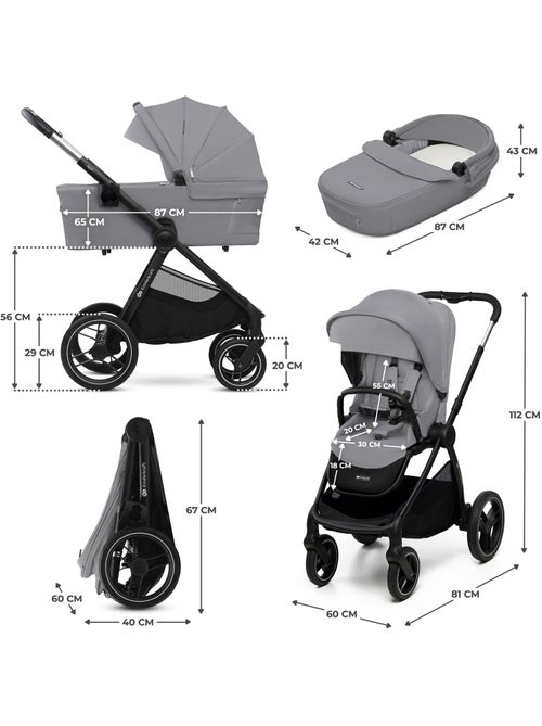 Poussette 2 en 1 Kinderkraft NEA 2 avec Nacelle, Siège Réversible, Roues Amorties et UPF50+ - Kiabi Poussette 2 en 1 Kinderkraft NEA 2 avec Nacelle, Siège Réversible, Roues Amorties et UPF50+ - Kiabi