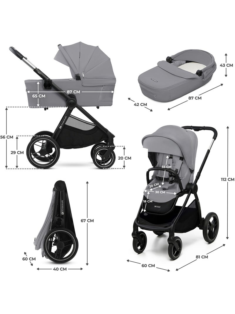 Poussette 2 en 1 Kinderkraft NEA 2 avec Nacelle, Siège Réversible, Roues Amorties et UPF50+ Gris clair - Kiabi
