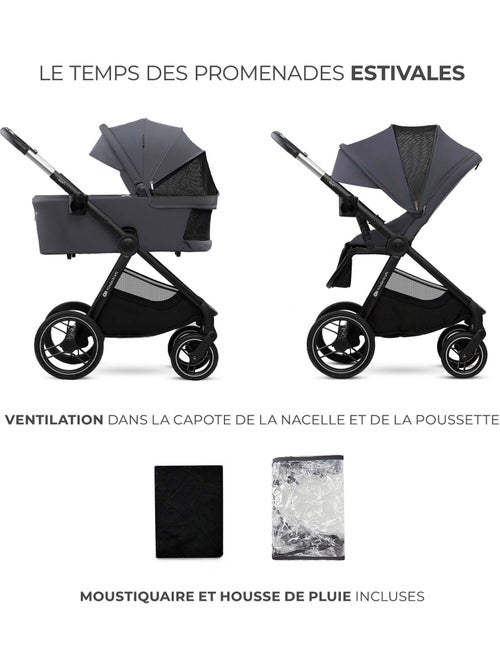 Poussette 2 en 1 Kinderkraft NEA 2 avec Nacelle, Siège Réversible, Roues Amorties et UPF50+ - Kiabi