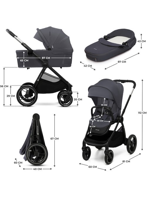 Poussette 2 en 1 Kinderkraft NEA 2 avec Nacelle, Siège Réversible, Roues Amorties et UPF50+ - Kiabi