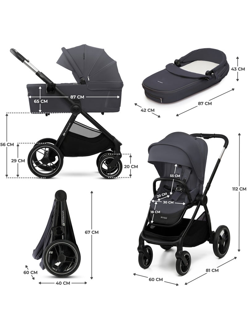 Poussette 2 en 1 Kinderkraft NEA 2 avec Nacelle, Siège Réversible, Roues Amorties et UPF50+ Gris - Kiabi