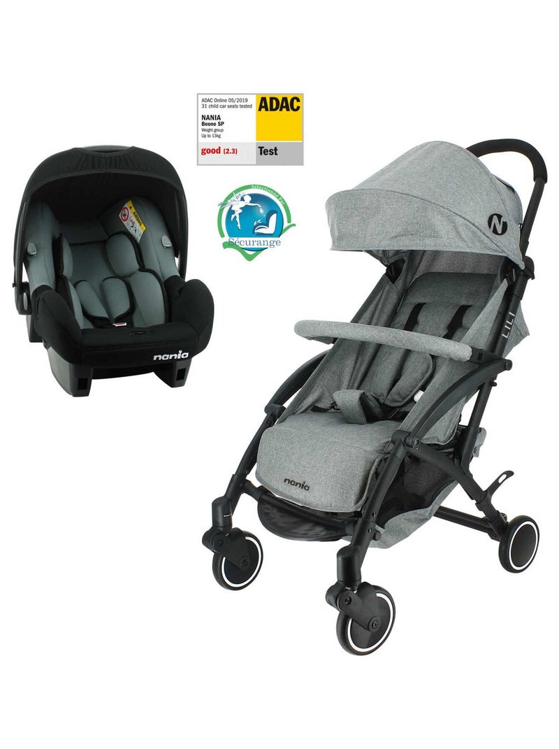 Poussette  2 En 1 Lili Avec Siège Auto Beone Groupe 0+ (0-13kg) Gris moyen - Kiabi