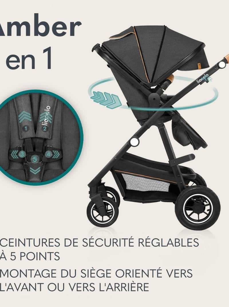 Poussette 2 en 1 LIONELO Amber - Pack poussette, Nacelle, Sac et Accessoires - Jusqu'à 22kg Bleu - Kiabi