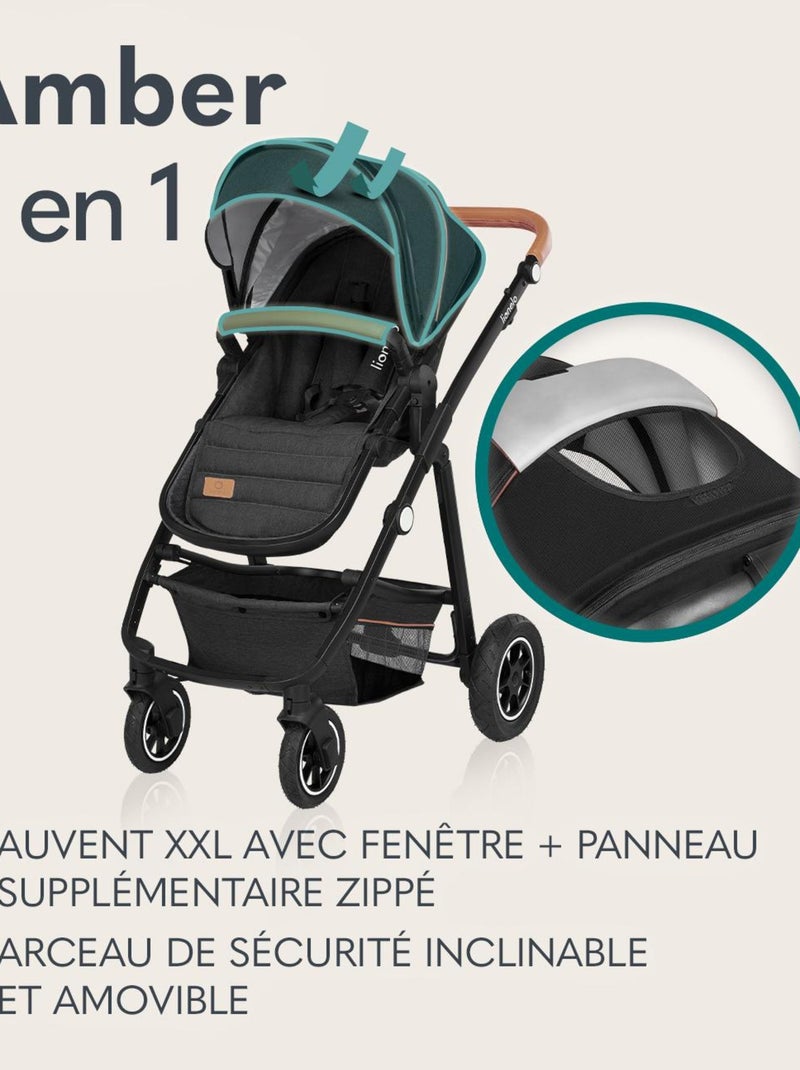 Poussette 2 en 1 LIONELO Amber - Pack poussette, Nacelle, Sac et Accessoires - Jusqu'à 22kg Bleu - Kiabi