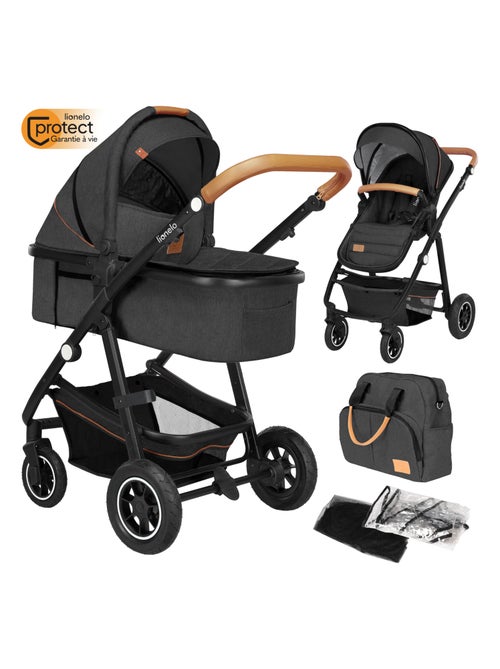 Poussette 2 en 1 LIONELO Amber - Pack poussette, Nacelle, Sac et Accessoires - Jusqu'à 22kg - Kiabi
