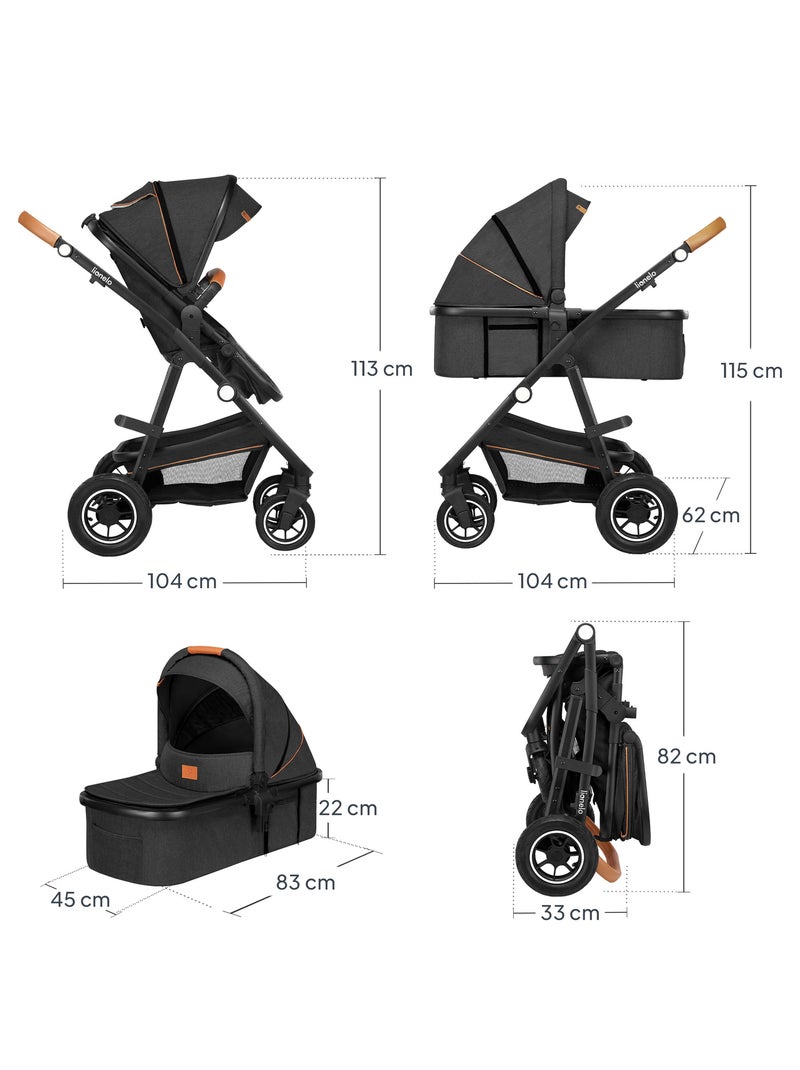 Poussette 2 en 1 LIONELO Amber - Pack poussette, Nacelle, Sac et Accessoires - Jusqu'à 22kg Gris - Kiabi