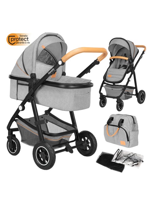 Poussette 2 en 1 LIONELO Amber - Pack poussette, Nacelle, Sac et Accessoires - Jusqu'à 22kg - Kiabi
