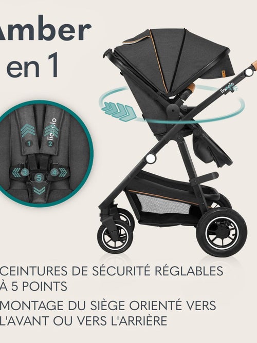Poussette 2 en 1 LIONELO Amber - Pack poussette, Nacelle, Sac et Accessoires - Jusqu'à 22kg - Kiabi