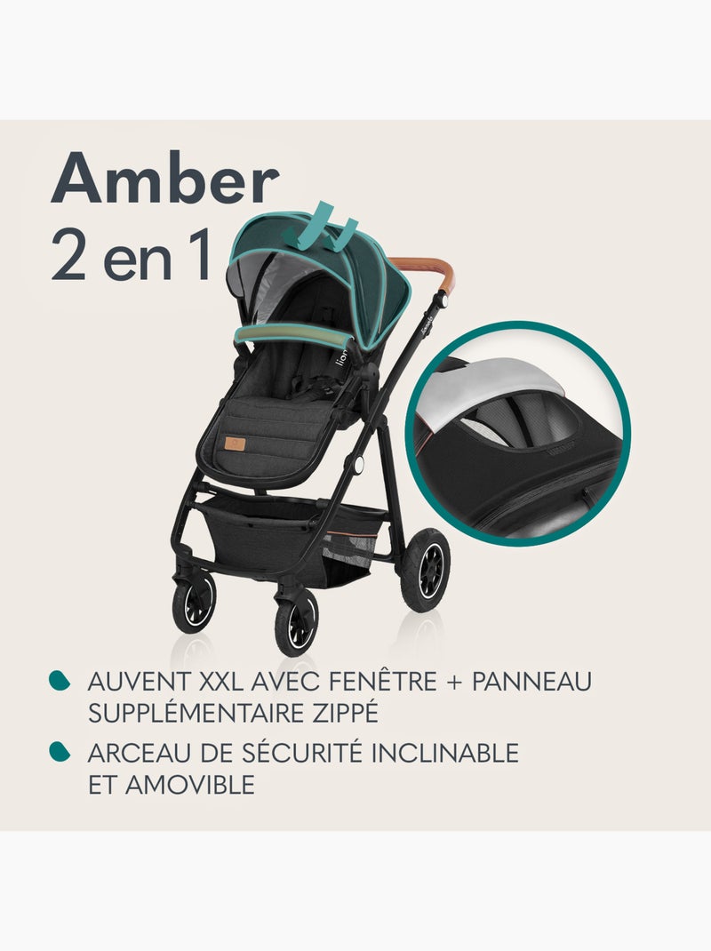 Poussette 2 en 1 LIONELO Amber - Pack poussette, Nacelle, Sac et Accessoires - Jusqu'à 22kg Gris Gris - Kiabi