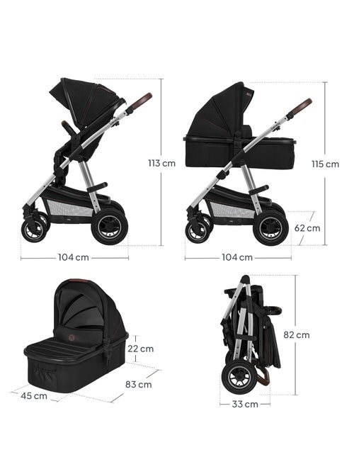 Poussette 2 en 1 LIONELO Amber - Pack poussette, Nacelle, Sac et Accessoires - Jusqu'à 22kg - Kiabi
