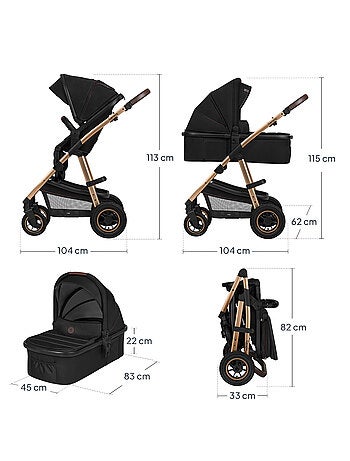 Poussette 2 en 1 LIONELO Amber - Pack poussette, Nacelle, Sac et Accessoires - Jusqu'à 22kg