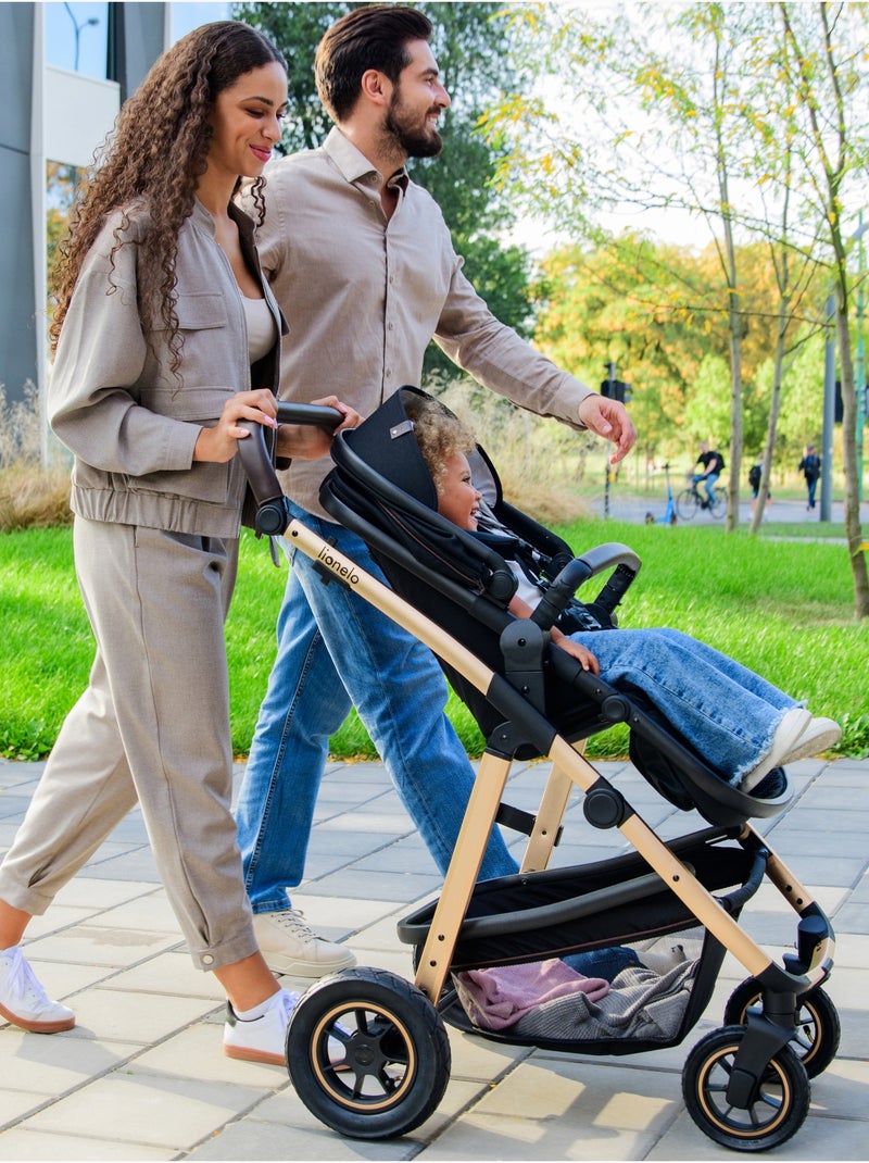 Poussette 2 en 1 LIONELO Amber - Pack poussette, Nacelle, Sac et Accessoires - Jusqu'à 22kg Noir - Kiabi