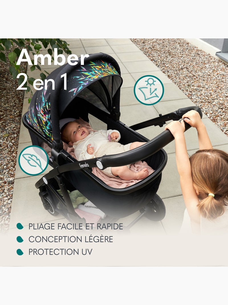 Poussette 2 en 1 LIONELO Amber - Pack poussette, Nacelle, Sac et Accessoires - Jusqu'à 22kg Rose - Kiabi