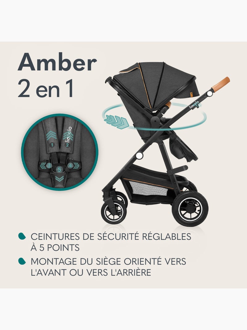 Poussette 2 en 1 LIONELO Amber - Pack poussette, Nacelle, Sac et Accessoires - Jusqu'à 22kg Rose - Kiabi