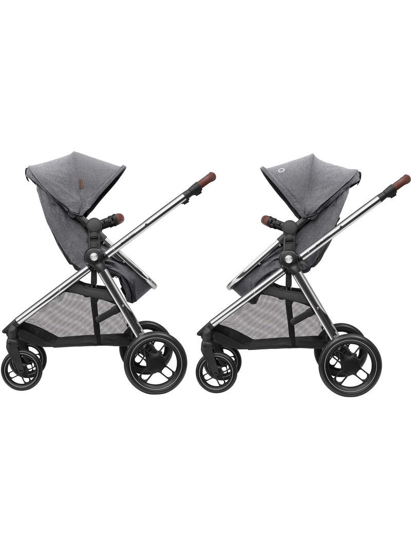Poussette 2 en 1 zelia 3 luxe avec nacelle intégrée Blanc Gris - Kiabi