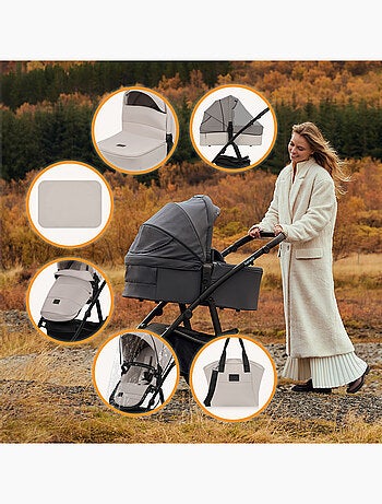 Poussette 2en1 LIONELO Amber Plus - Pack poussette, Nacelle, Sac et Accessoires
