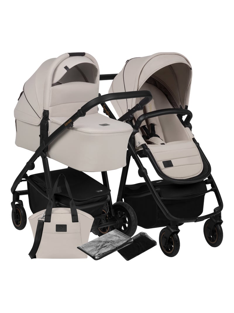 Poussette 2en1 LIONELO Amber Plus - Pack poussette, Nacelle, Sac et Accessoires Beige - Kiabi