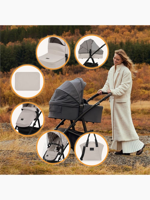 Poussette 2en1 LIONELO Amber Plus - Pack poussette, Nacelle, Sac et Accessoires - Kiabi Poussette 2en1 LIONELO Amber Plus - Pack poussette, Nacelle, Sac et Accessoires - Kiabi