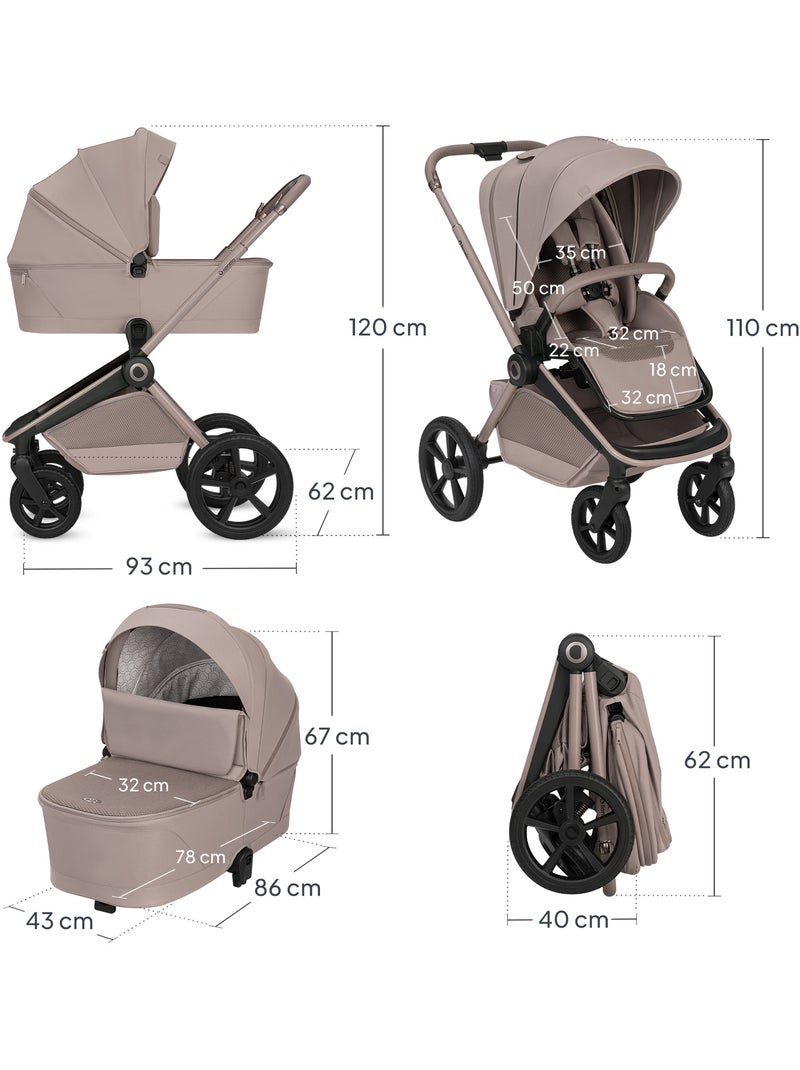 Poussette 2en1 LIONELO Freya - Poussette - Nacelle - Accessoires - Nacelle pliable avec le châssis Beige - Kiabi