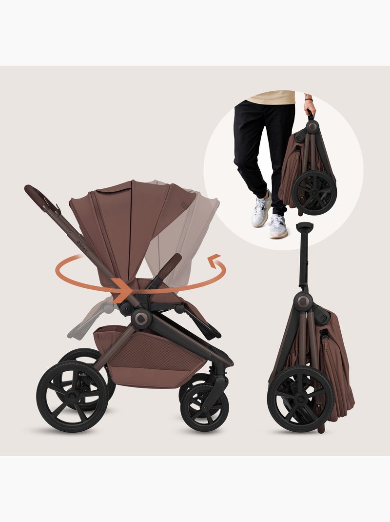 Poussette 2en1 LIONELO Freya - Poussette - Nacelle - Accessoires - Nacelle pliable avec le châssis Marron chocolat - Kiabi