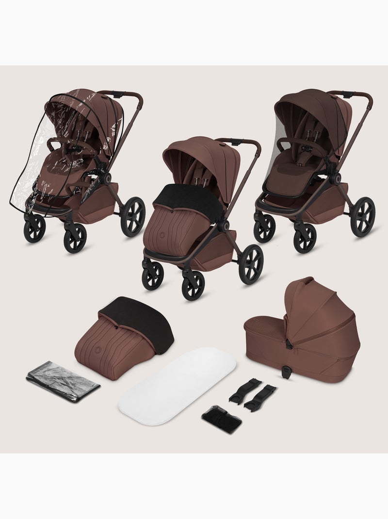 Poussette 2en1 LIONELO Freya - Poussette - Nacelle - Accessoires - Nacelle pliable avec le châssis Marron chocolat - Kiabi