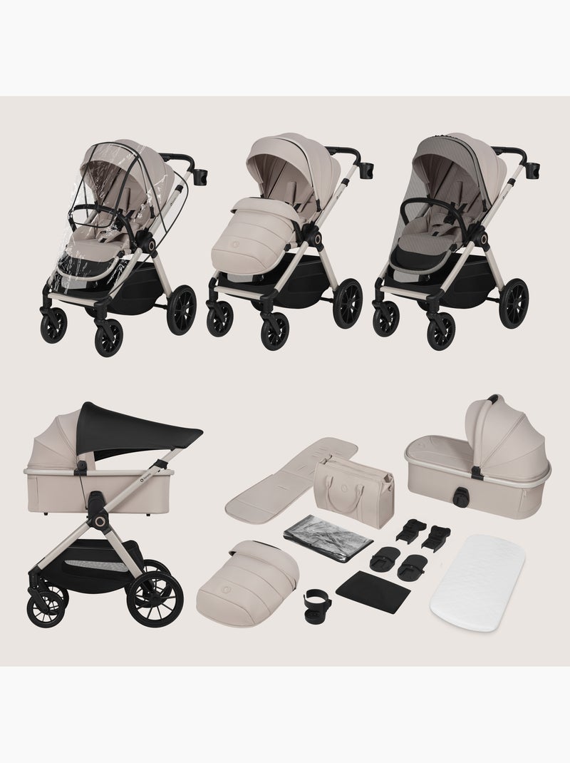 Poussette 2en1 LIONELO Layla - Pack poussette, Nacelle et Accessoires -  Jusqu'? 22kg Beige - Kiabi