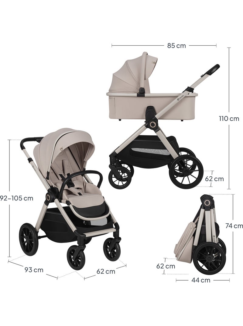 Poussette 2en1 LIONELO Layla - Pack poussette, Nacelle et Accessoires -  Jusqu'? 22kg Beige - Kiabi
