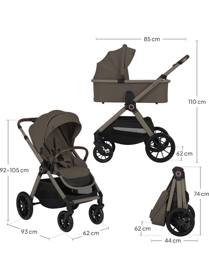 Poussette 2en1 LIONELO Layla - Pack poussette, Nacelle et Accessoires -  Jusqu'? 22kg Marron chocolat - Kiabi
