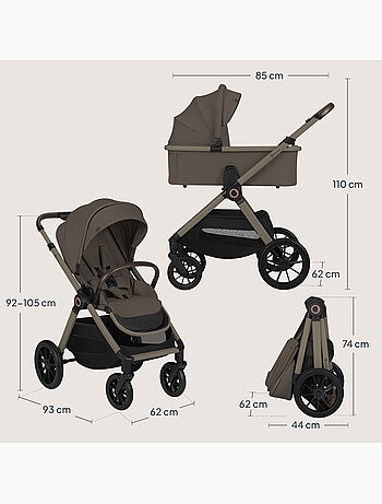 Poussette Duo LIONELO Layla 2en1 - Jusqu'à 22kg - Pack poussette, Nacelle et Accessoires