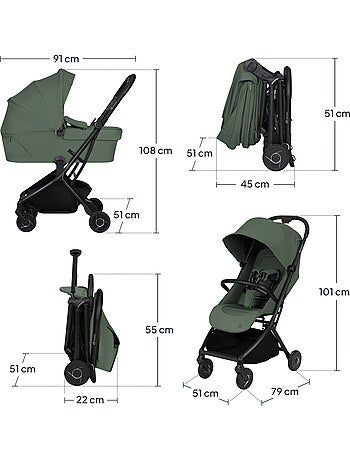 Poussette 2en1 LIONELO Sia - Ultra légère - Pack compacte - Nacelle - Habillage pluie - Moustiquaire