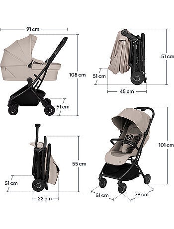 Poussette 2en1 LIONELO Sia - Ultra l?g?re - Pack compacte - Nacelle - Habillage pluie - Moustiquaire