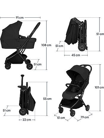 Poussette 2en1 LIONELO Sia - Ultra l?g?re - Pack compacte - Nacelle - Habillage pluie - Moustiquaire