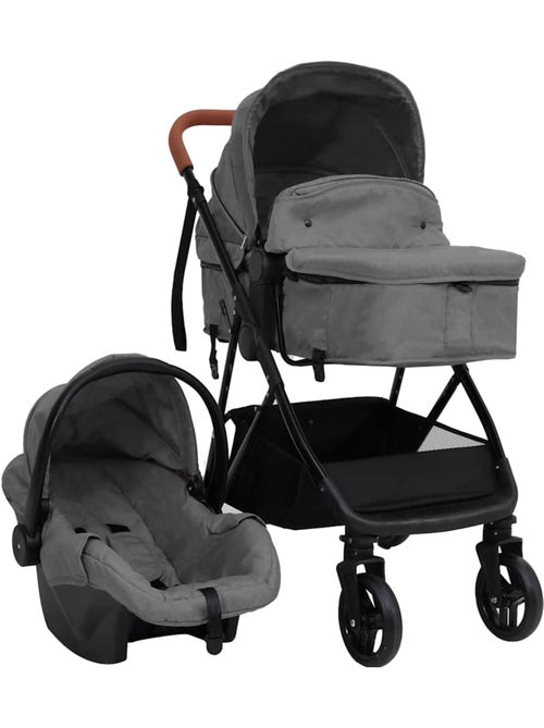 Poussette 3 en 1 avec nacelle, assise et siège auto cadre acier - vidaxl - Kiabi Poussette 3 en 1 avec nacelle, assise et siège auto cadre acier - vidaxl - Kiabi