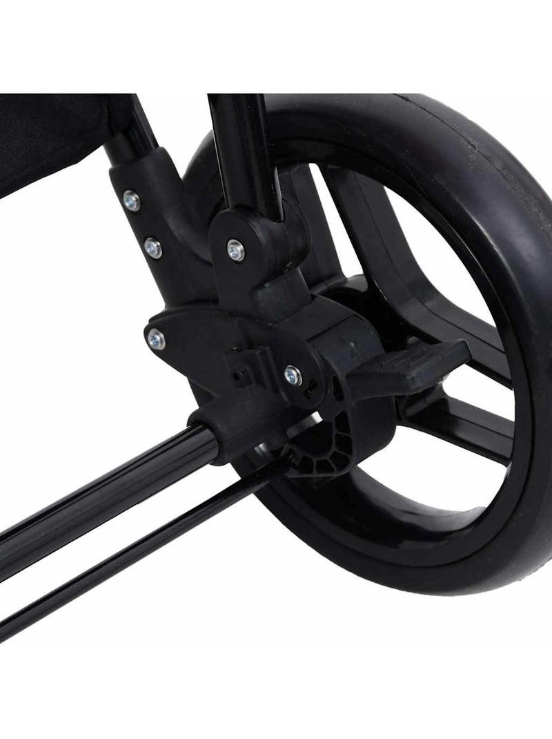 Poussette 3 en 1 avec nacelle, assise et siège auto cadre acier - vidaxl Gris Noir - Kiabi