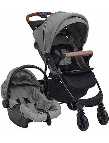 Poussette 3-en-1 avec nacelle et siège auto, structure acier et toile - vidaxl