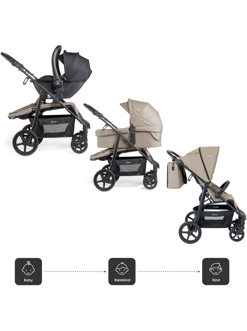 Poussette 3 en 1 avec siège auto, nacelle et siège sport Evolution – babyGO Beige - Kiabi