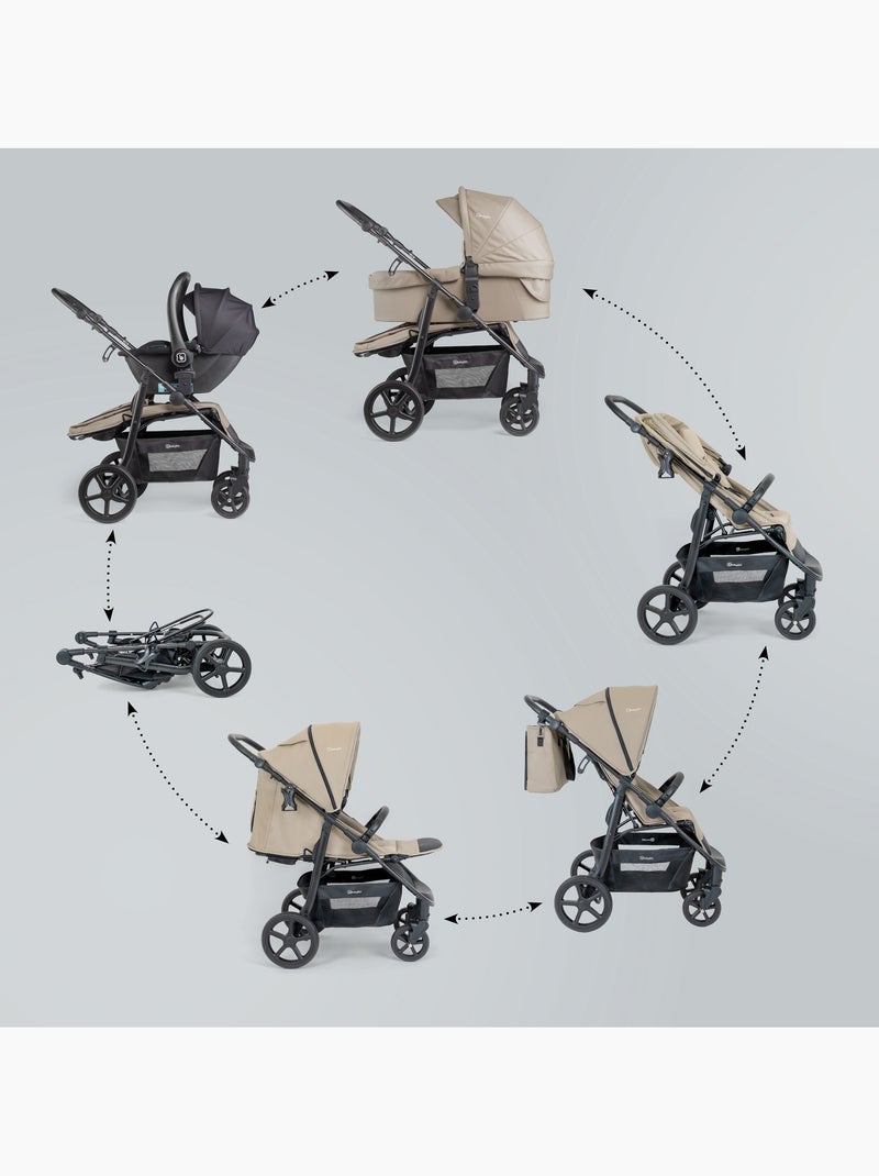 Poussette 3 en 1 avec siège auto, nacelle et siège sport Evolution – babyGO Beige - Kiabi