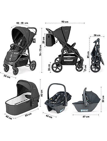 Poussette 3 en 1 avec siège auto, nacelle et siège sport Evolution – babyGO