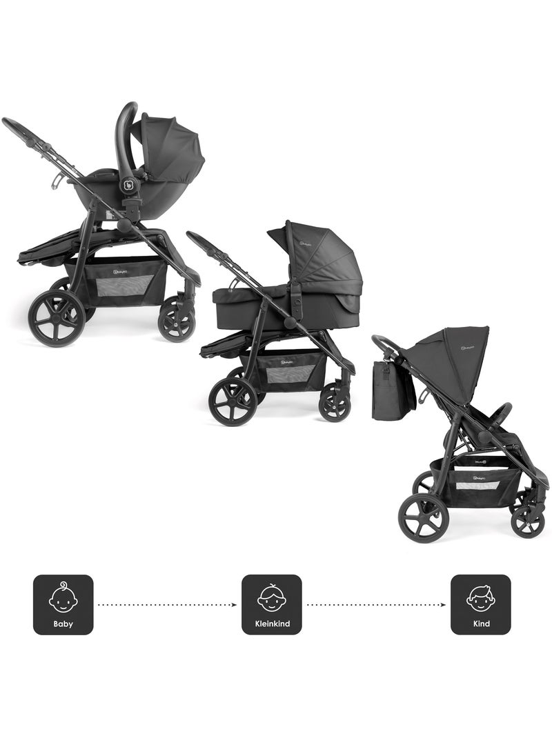 Poussette 3 en 1 avec siège auto, nacelle et siège sport Evolution – babyGO Noir - Kiabi