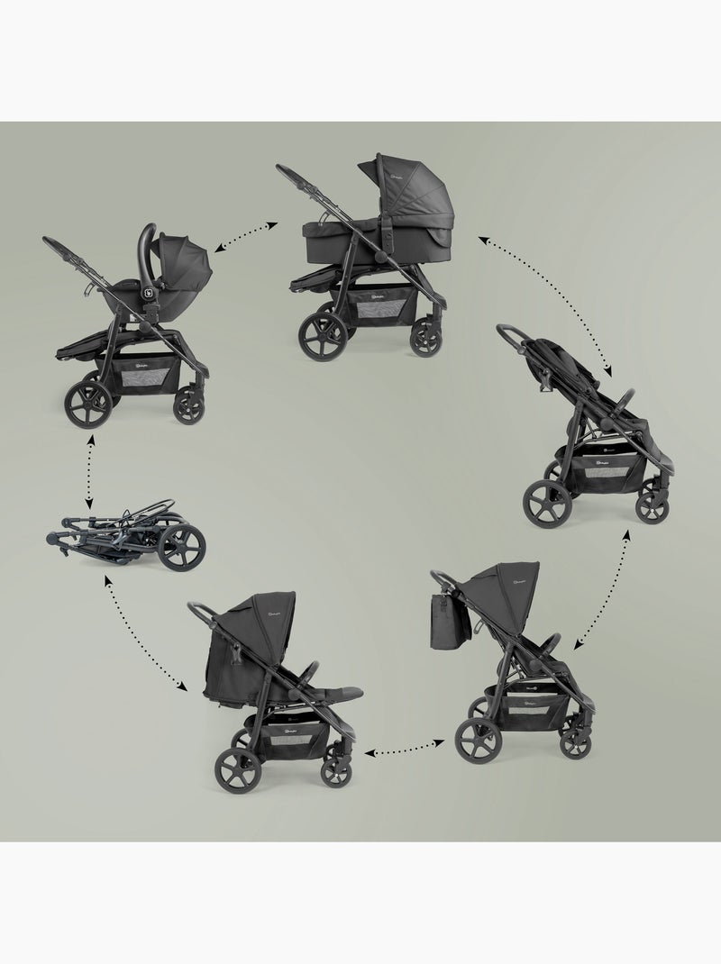 Poussette 3 en 1 avec siège auto, nacelle et siège sport Evolution – babyGO Noir - Kiabi