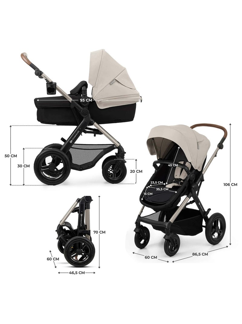 Poussette 3 en 1 Kinderkraft MOOV 2 AIR avec MINK PRO i-Size, Roues Gonflables et Travel System gris anthracite - Kiabi